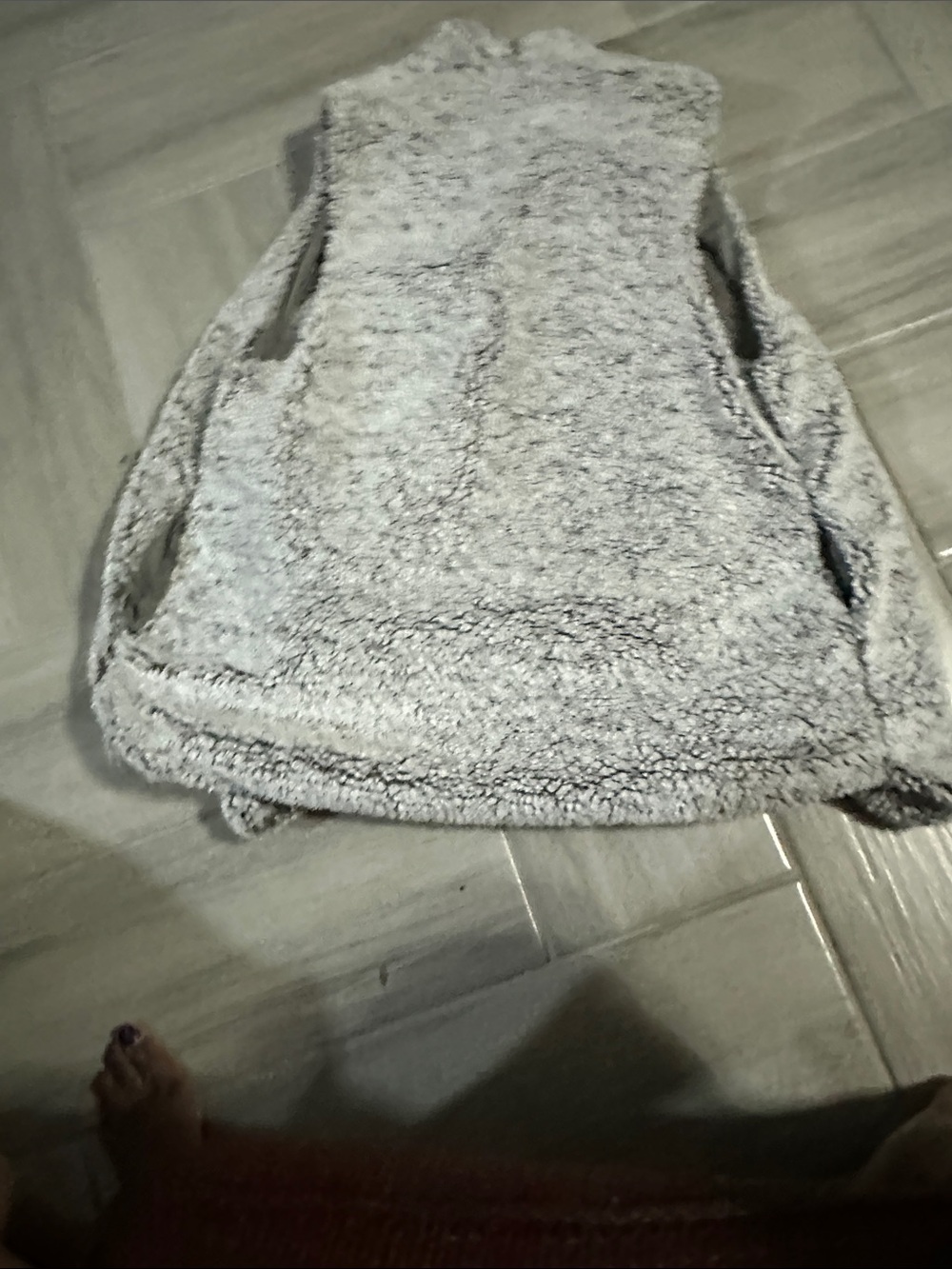 Cozy Gray Sherpa Vest - Women's Sleeveless Jacket - Picture 4 of 5
